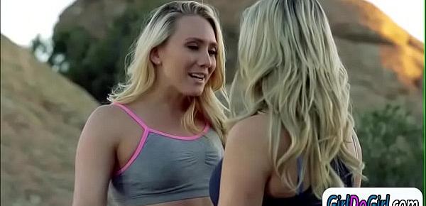  Lesbians Aj Applegate and Mia Malkova kiss and lick outdoors